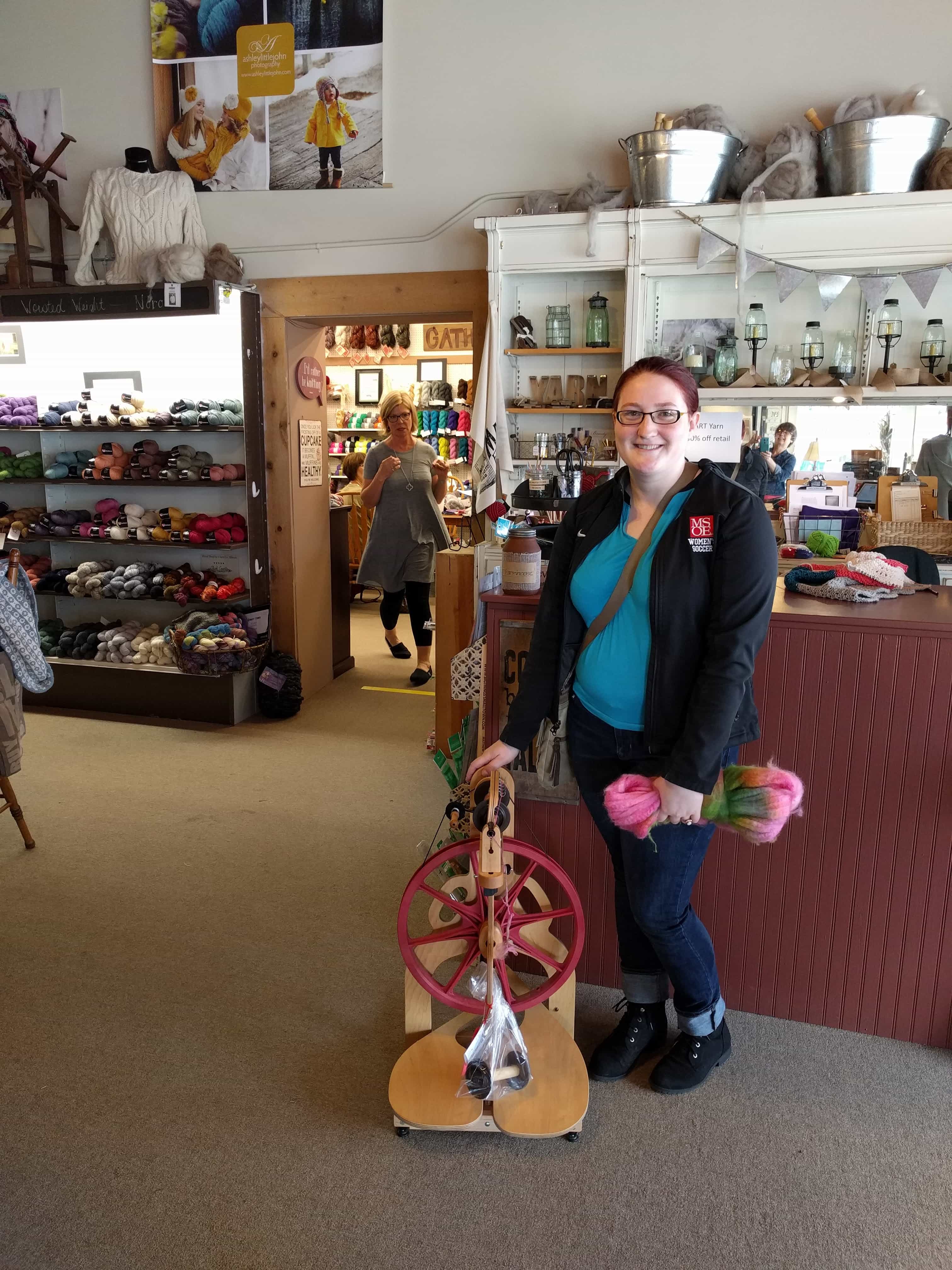 Sarah at a local yarn shop